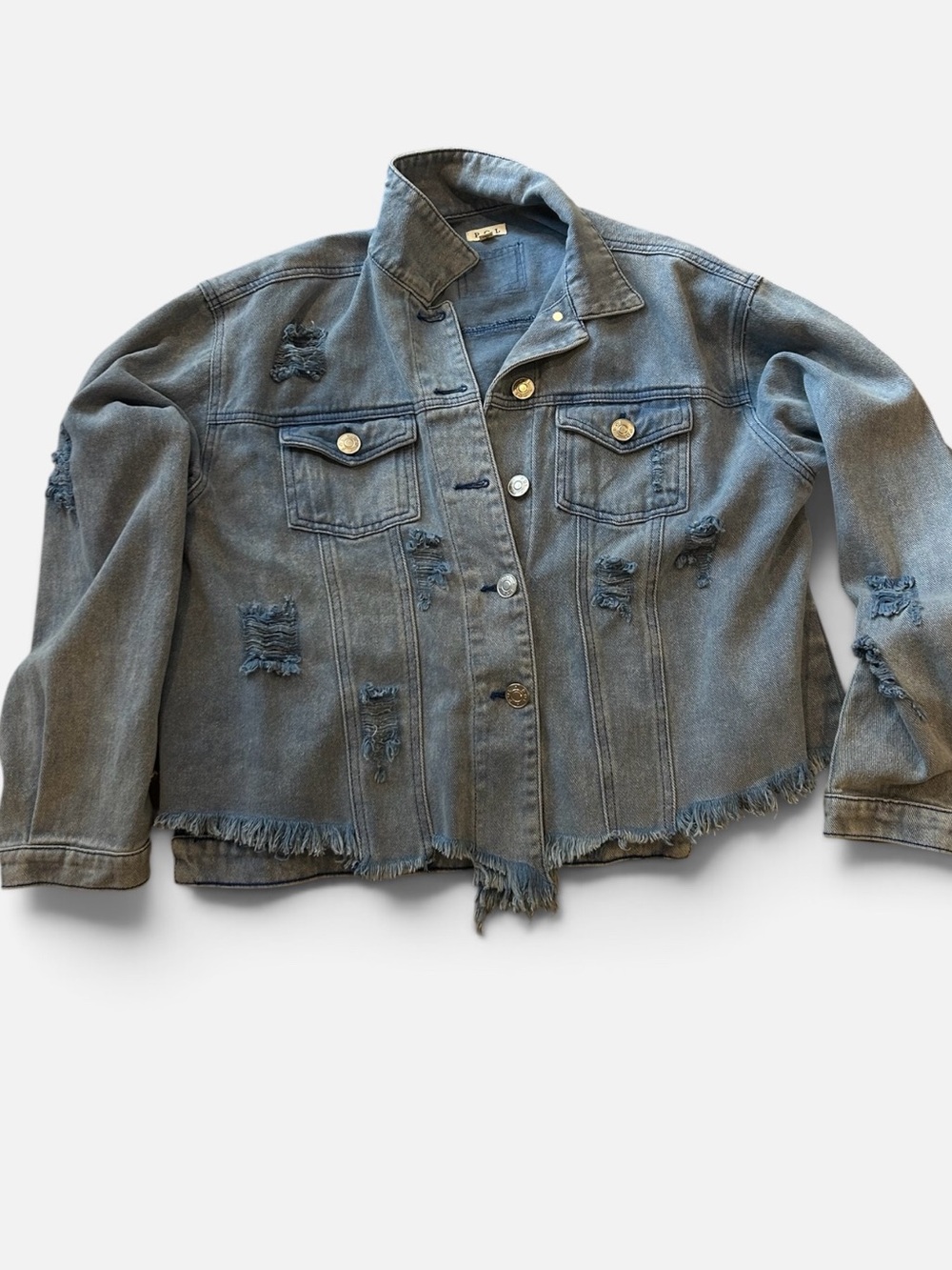POL Distressed light blue Denim Jacket sz L BNWOT